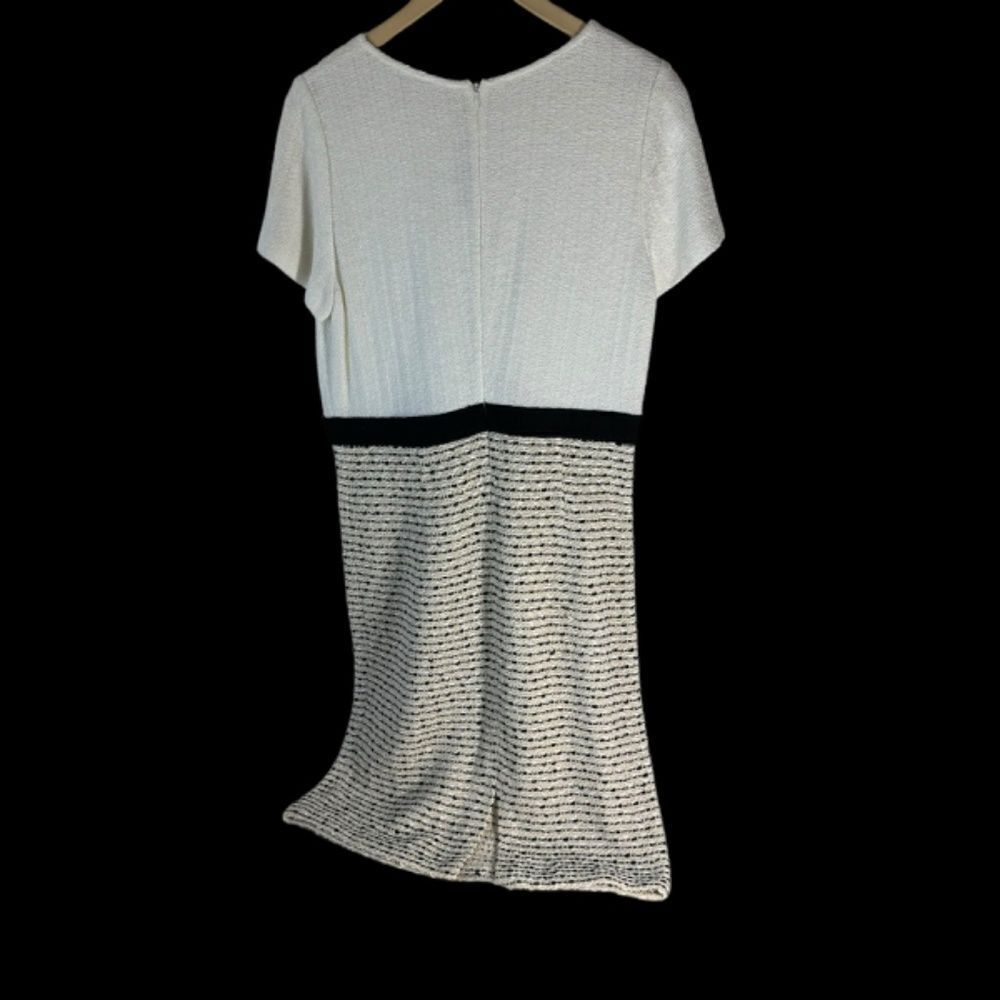 St. John Wool Blend Short Sleeve Color Block Sheath Dress Sz 12 - Picture 2 of 6